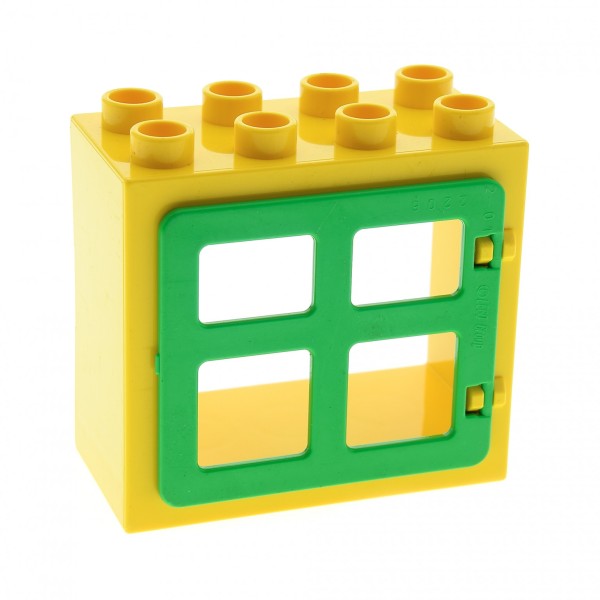 1x Lego Duplo Fenster Rahmen klein 2x4x3 gelb Tür 1x4x3 hell grün 2206 61649