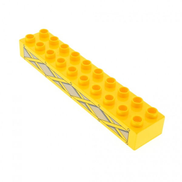 1x Lego Duplo Bau Stein 2x10 gelb bedruckt Gitter Baustelle 4505853 2291pb02