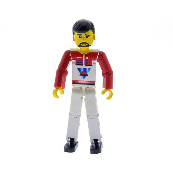 1x Lego Technic Figur Mann weiß rot Bart schwarz Rennfahrer Fahrer tech036