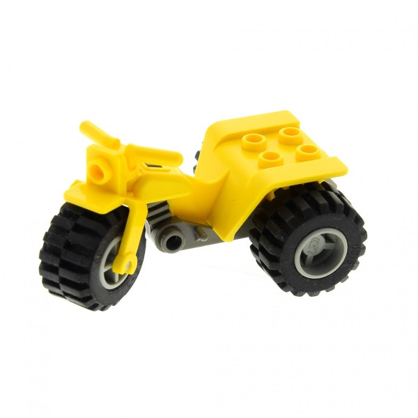 1x Lego Motorrad Trike gelb dunkel grau Rad Felge hell grau Bike 30187c02