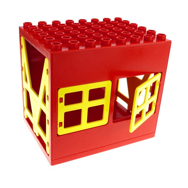1 x Lego Duplo Gebäude Stall rot gelb 6x8x6 gross Zoo Bauernhof Haus Puppenhaus mit Fenster Tür Tor Gatter 2206 2293 2201