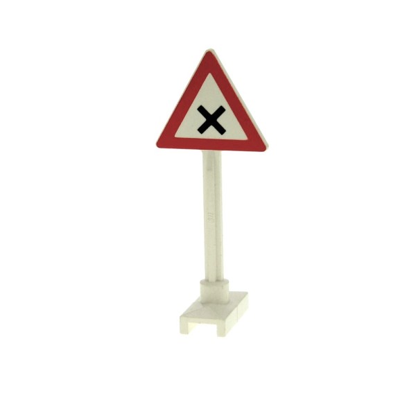 1x Lego Verkehrs Straßen Schild Dreieck rot weiß Zeichen Achtung Kreuzung 81294