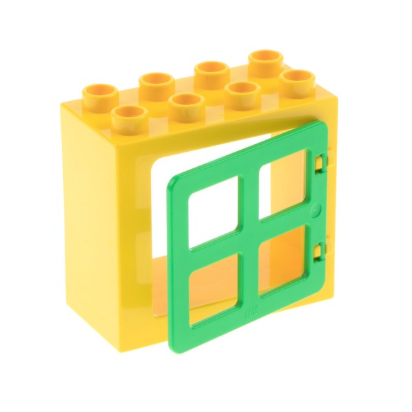 1x Lego Duplo Fenster Rahmen klein 2x4x3 gelb Tür 1x4x3 hell grün 90265 61649