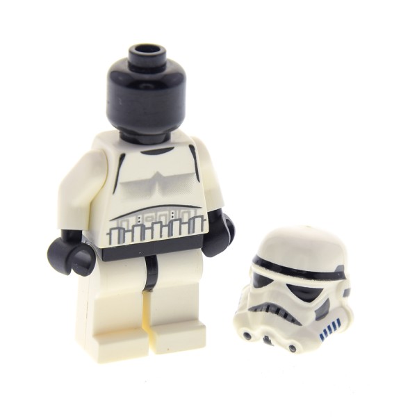 1x Lego Figur Star Wars Stormtrooper weiß Kopf schwarz Helm Mund gepunktet sw0188