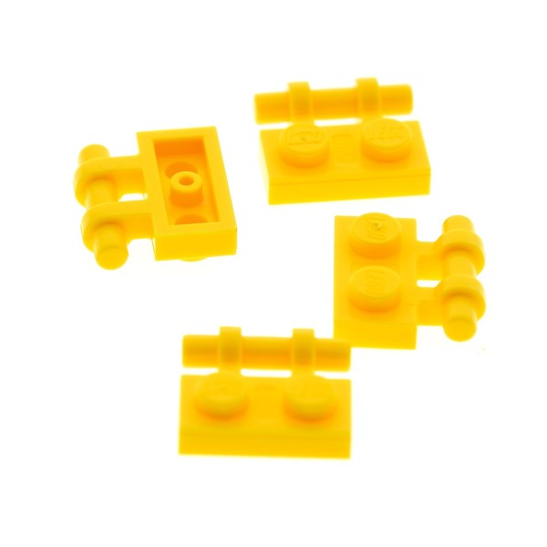 4 x Lego System Scharnier Platte Träger gelb modifiziert 1x2 Set 4514 76034 7249 21039 254024 2540