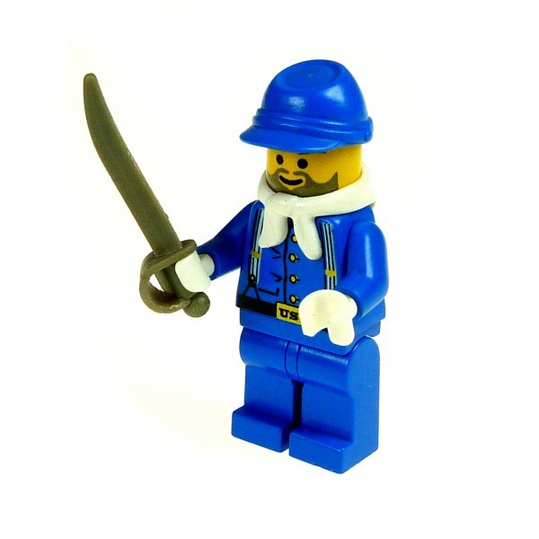 1 x Lego System Figur Kavallerie Soldat blau mit Säbel Wild West Western ww004