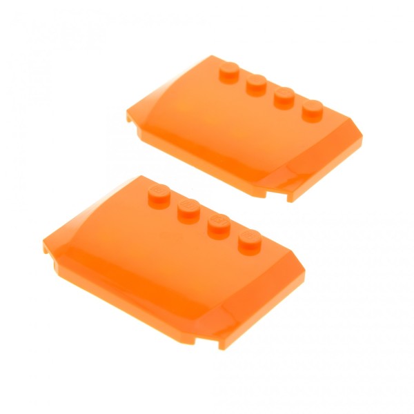 2x Lego Motorhaube orange 4x6x2/3 gebogen Auto Dach Haube 6224785 52031