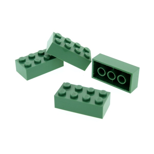 4 x Lego System Bau Stein sand grün 2x4 Basis Basic Brick für Set Star Wars Hobbit 79018 3450 7194 3001