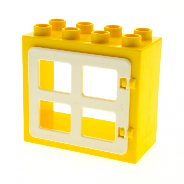 1x Lego Duplo Fenster Rahmen klein 2x4x3 gelb Tür 1x4x3 weiß 90265 61649