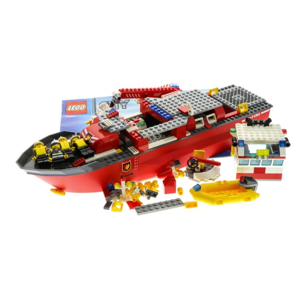 1x Lego Teile Set Town City Feuerwehr Lösch Boot 7207 rot mit BA unvollständig