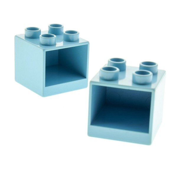2 x Lego Duplo Möbel Schrank B-Ware abgenutzt hell blau 2x2x1.5 mit Schublade weiss 2x2 Schlafzimmer Küche Bad Puppenhaus vergilbt 4890