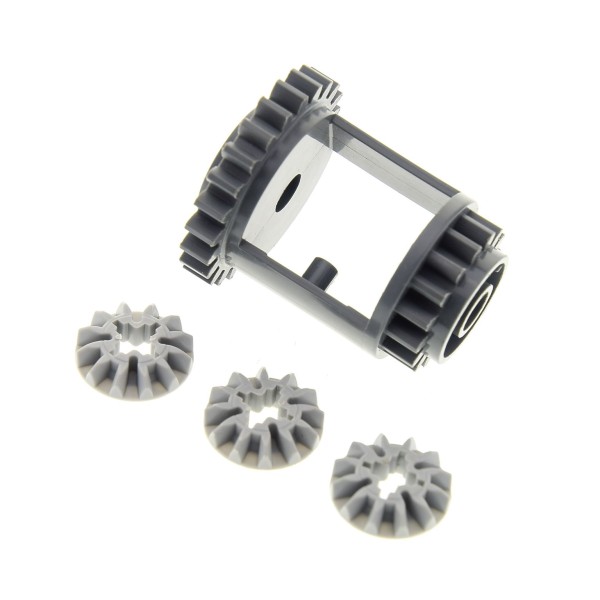 1 x Lego Technic Getriebe Differential neu-dunkel grau 24 und 16 Zähne mit 3 x Zahnrad neu-hell grau 12 Zähne Zahnräder 6589 6573