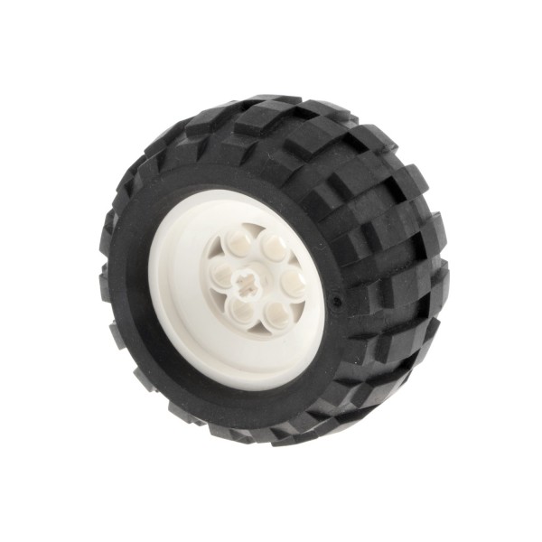 1x Lego Technic Rad B-Ware abgenutzt 68.8x40 schwarz Felge weiß Ballon 2996c01