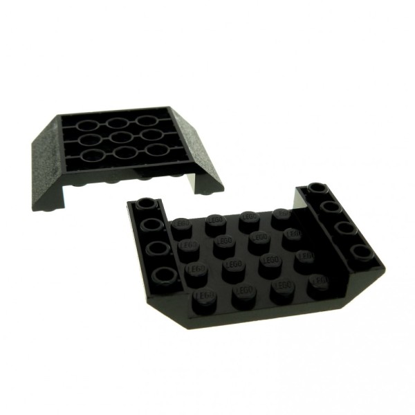 2x Lego negativ Dach Stein 6x4 schwarz Schrägstein 45° Ziegel Rumpf 30283