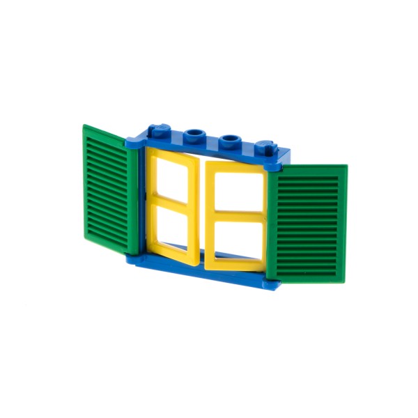 1x Lego Fenster Rahmen 1x4x3 blau Laden 1x2x3 grün Scheibe gelb 3854 3856 3853