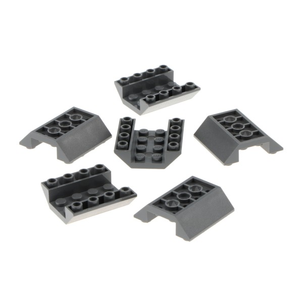 6x Lego Dach Stein 45° 4x4x1 neu-dunkel grau negativ schräg 4658974 72454