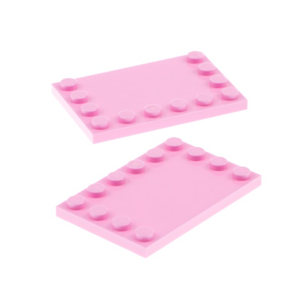 2x Lego Fliese modifiziert 4x6 bright hell pink rosa Noppen an den Rändern 6180