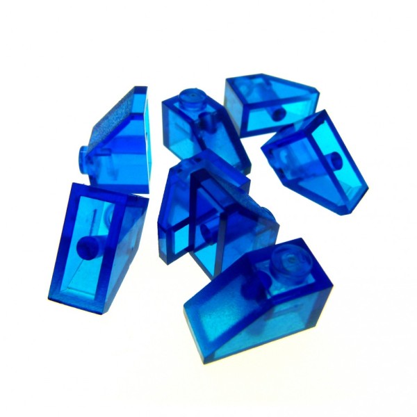 8 x Lego System Glas Dach Stein transparent blau 45° 2 x 1 Dachziegel schräg Steine Glasstein 3040