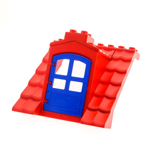 1x Lego Duplo Dach groß 8x8x8 rot Tür 1x4x4 blau Fenster 31023 4255060 51384c01
