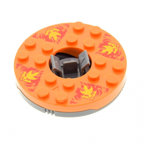 1 x Lego System Ninjago Spinner rund gewölbt 6x6 orange neu-dunkel grau Flammen Kopf Drehscheibe Kreisel ohne Gleitstein Set 2111 4612291 bb493c05pb01