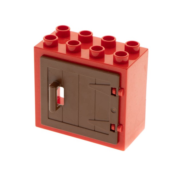 1x Lego Duplo Fenster Rahmen klein 2x4x3 rot Tür 1x4x3 rot braun 87653 61649
