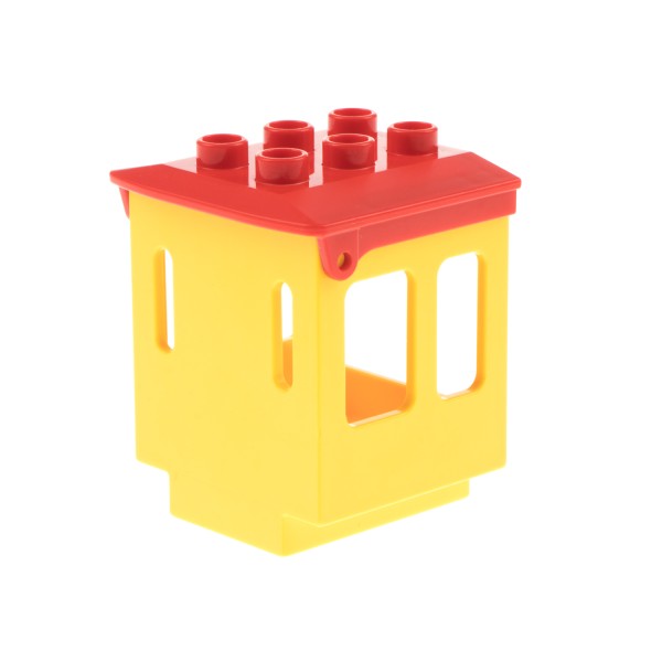 1x Lego Duplo Aufsatz Zug Kabine gelb 3x3x3 1/2 Dach rot Schiebe Lok 4543 92453