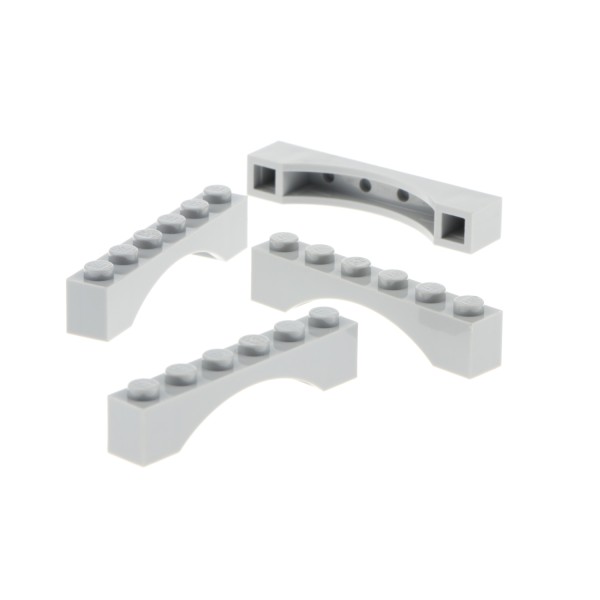 4x Lego Bogenstein 1x6 neu-hell grau Bögen rund Bogen Brücke Burg Tor 3455