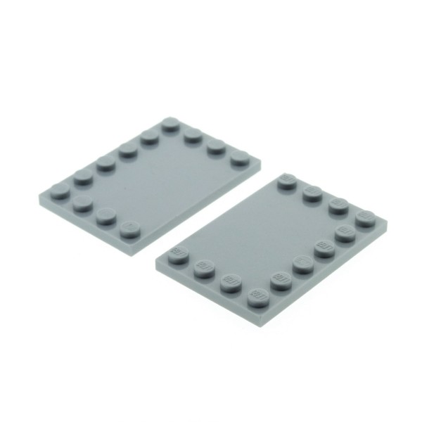 2x Lego Fliese modifiziert 4x6 neu-hell grau Noppen an den Rändern 4211838 6180