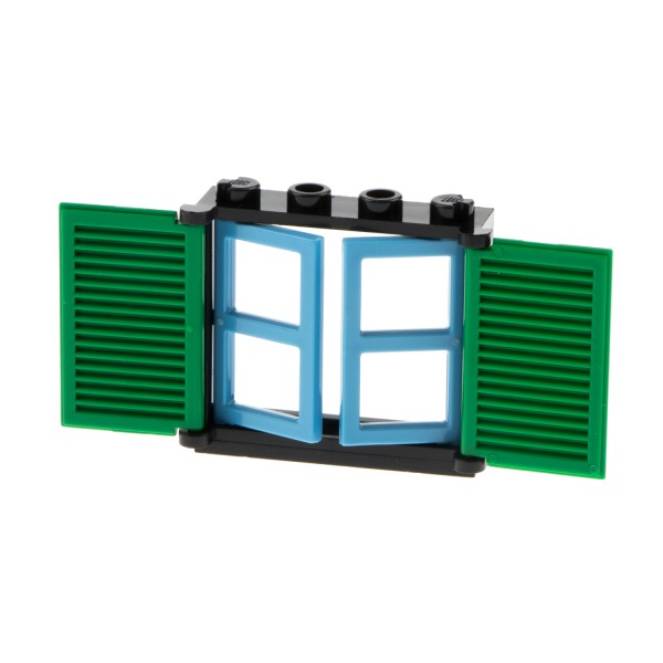 1x Lego Fenster Rahmen 1x4x3 schwarz Laden 1x2x3 grün hell blau 3854 3856 3853