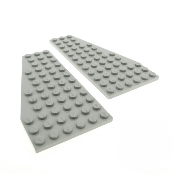 2x Lego Flügel Platte 12x6 rechts links alt-hell grau Platten 30356 3632 30355