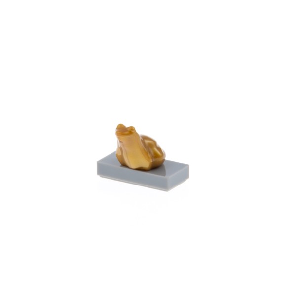 1x Lego Tier Frosch Kröte perl gold sitzend auf Platte 1x2 hell grau 15573 33320