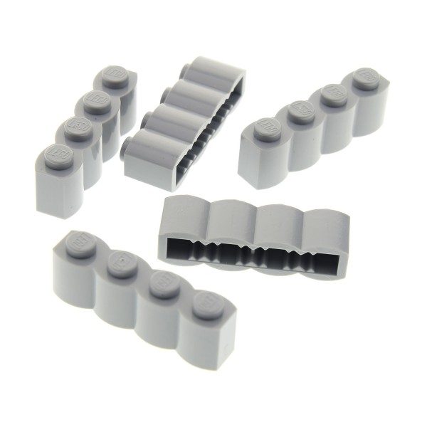 5x Lego Bau Stein modifiziert 1x4x1 neu-hell grau Palisade Holz Block 30137