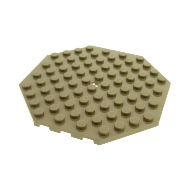 1x Lego Bau Platte modifiziert 10x10 dunkel beige Achteck Oktagon 4584485 89523