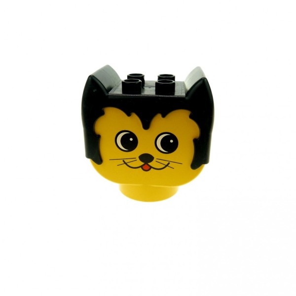 1x Lego Duplo Primo Baby Tier Kopf Katze gelb schwarz Stein dupkittyheadpb2