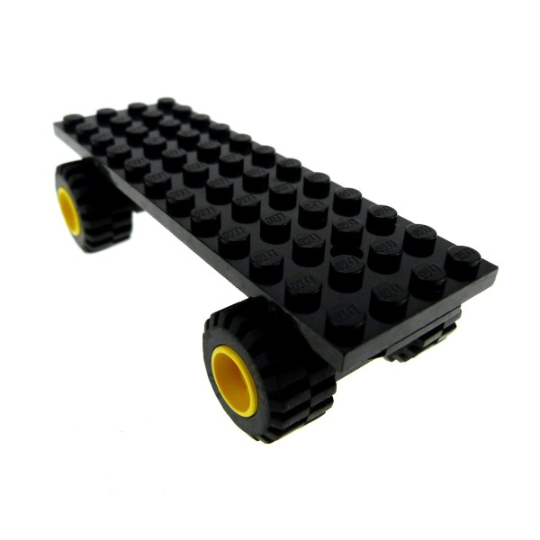 1x Lego Fahrzeug Fahrgestell 4x12x1 schwarz Rad gelb 6014ac01 4109628 30278