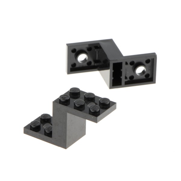 2x Lego Winkel Platte schwarz 5x2x2 1/3 Bau Stein ohne Noppen Halter 10219 6087