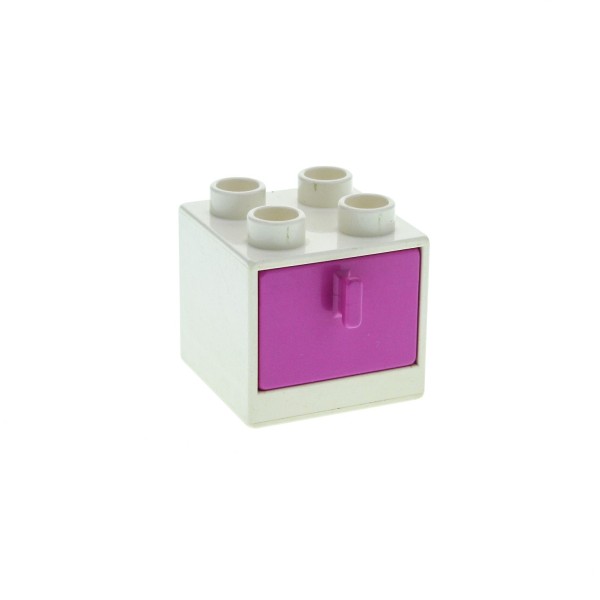 1x Lego Duplo Möbel Schrank creme weiß 2x2 Schublade rosa pink 4890 4891