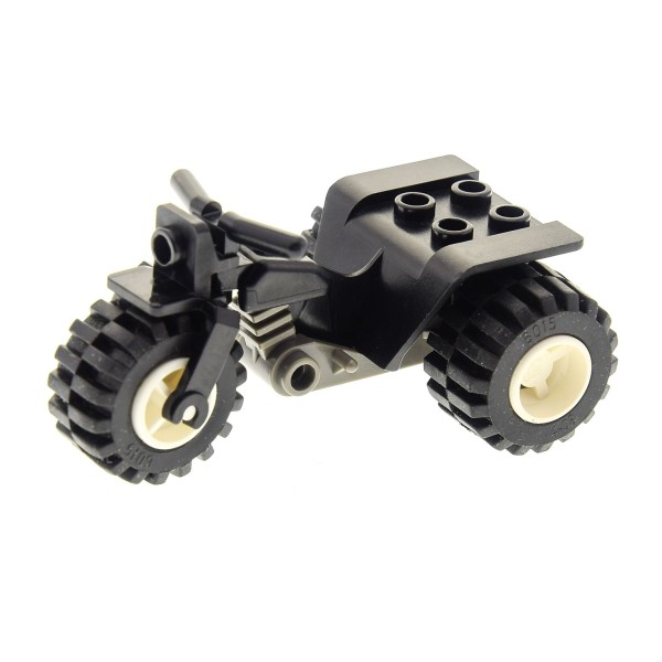 1x Lego Motorrad Trike schwarz alt-dunkel grau Rad Felge weiß 30187c01