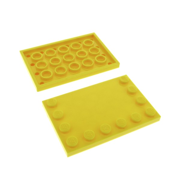 2x Lego Fliese modifiziert 4x6 gelb Noppen an den Rändern 4160885 6180