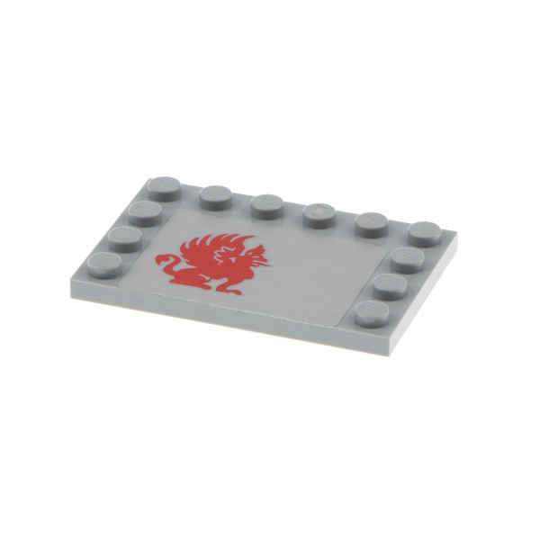 1x Lego Fliese modifiziert 4x6 neu-hell grau Sticker Star Wars 75081 6180pb080R