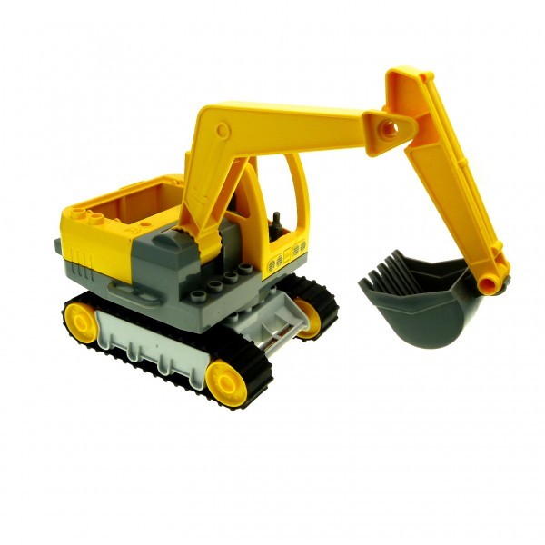 1 x Lego Duplo Fahrzeug Raupen Bagger gelb grau Baustelle ohne Motor Klappe 61197 59352c01 4986