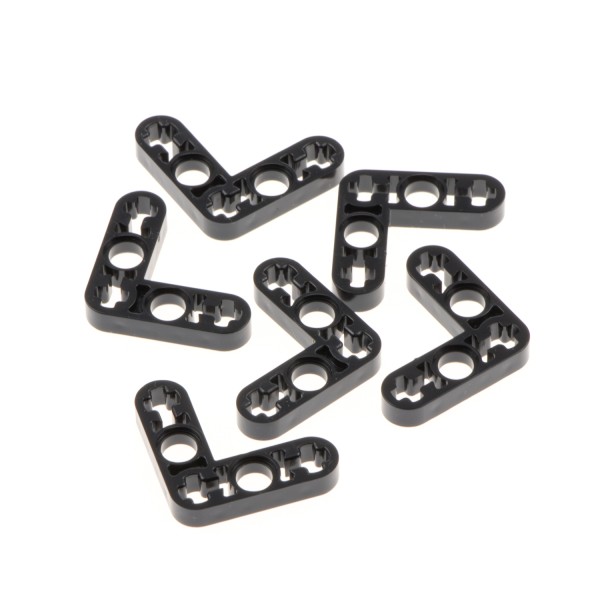 6x Lego Technic Liftarm L-Form dünn 3x3 schwarz Pin Verbinder Kreuz Achse 32056