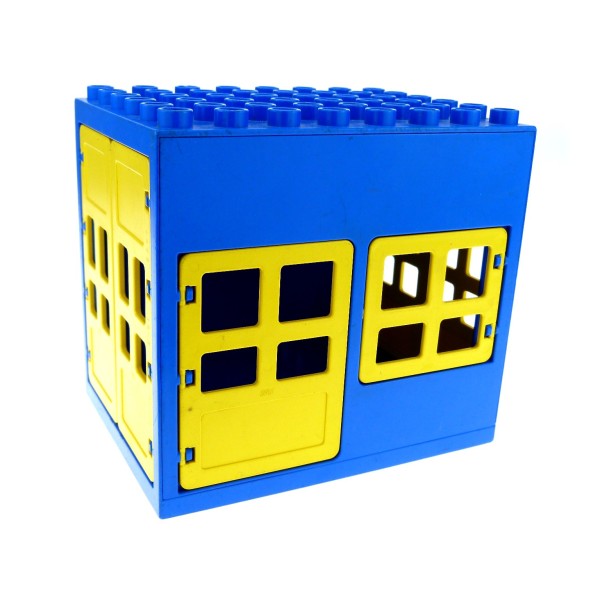 1 x Lego Duplo Gebäude Tankstelle blau gelb 6x8x6 gross Haus Puppenhaus Fenster Tür doppel Tor 2206 2205 2209 2210