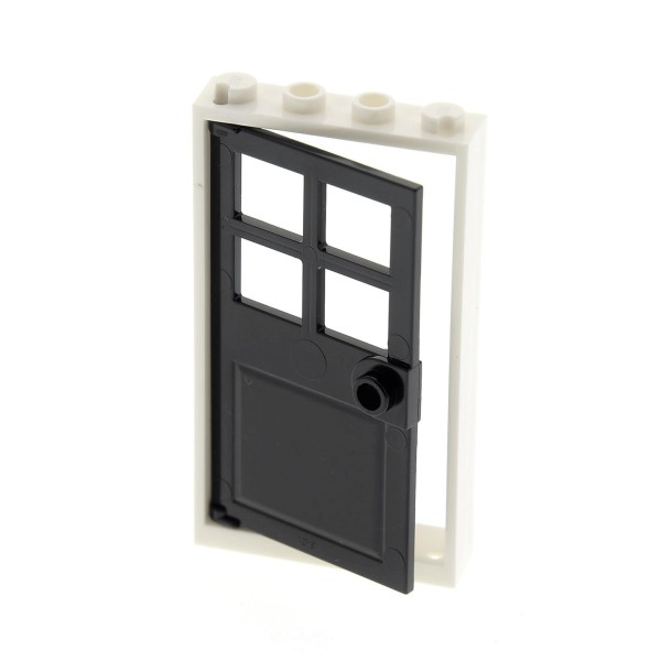 1x Lego Tür Rahmen 1x4x6 weiß Türblatt schwarz Haus Fenster 60623 60596