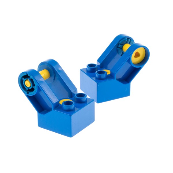 2x Lego Toolo Duplo Stein Arm blau 2x2 Verbindung Verbinder Winkelform 6284c01