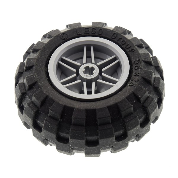 1x Lego Technic Rad 56x26 schwarz Felge 30.4x20 neu-hell grau 55376 56145c02