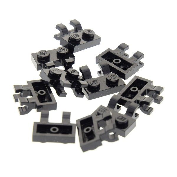 10 x Lego System Platte Träger 1x2 schwarz modifiziert mit Clips horizontal Scharnier Platte Star Wars Set 10221 20204 8404 70724 4515172 60470