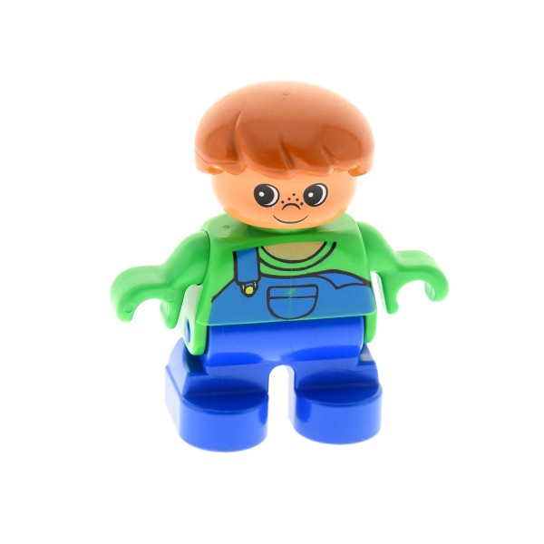 1x Lego Duplo Figur Kind Junge blau Hose Oberteil grün Haare braun 6453pb003