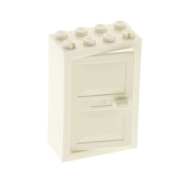1 x Lego System Tür Rahmen creme weiss 2x4x5 Tür Blatt creme weiss Haustür 4130c01