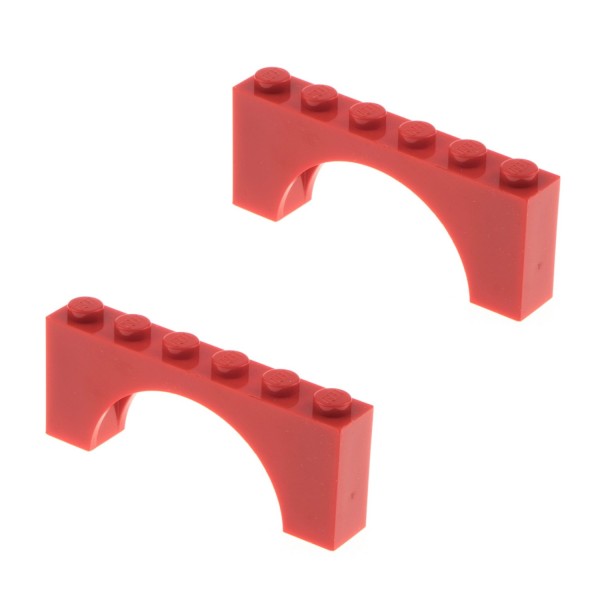 2x Lego Bogen 1x6x2 rot Bögen rund Brücke Burg Tor Schloss Set 10027 330721 3307